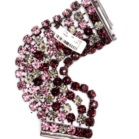 NWT $215 Nieman Marcus Mauve Purple Eggplant Wide Six Rows Blackened Bracelet - Picture 8 of 11